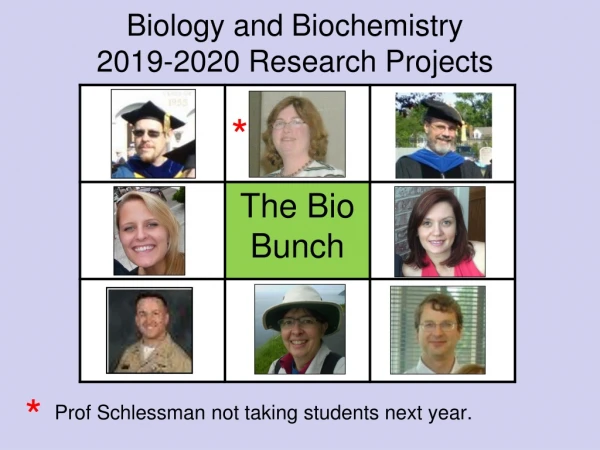 Biology and Biochemistry 2019-2020 Research Projects