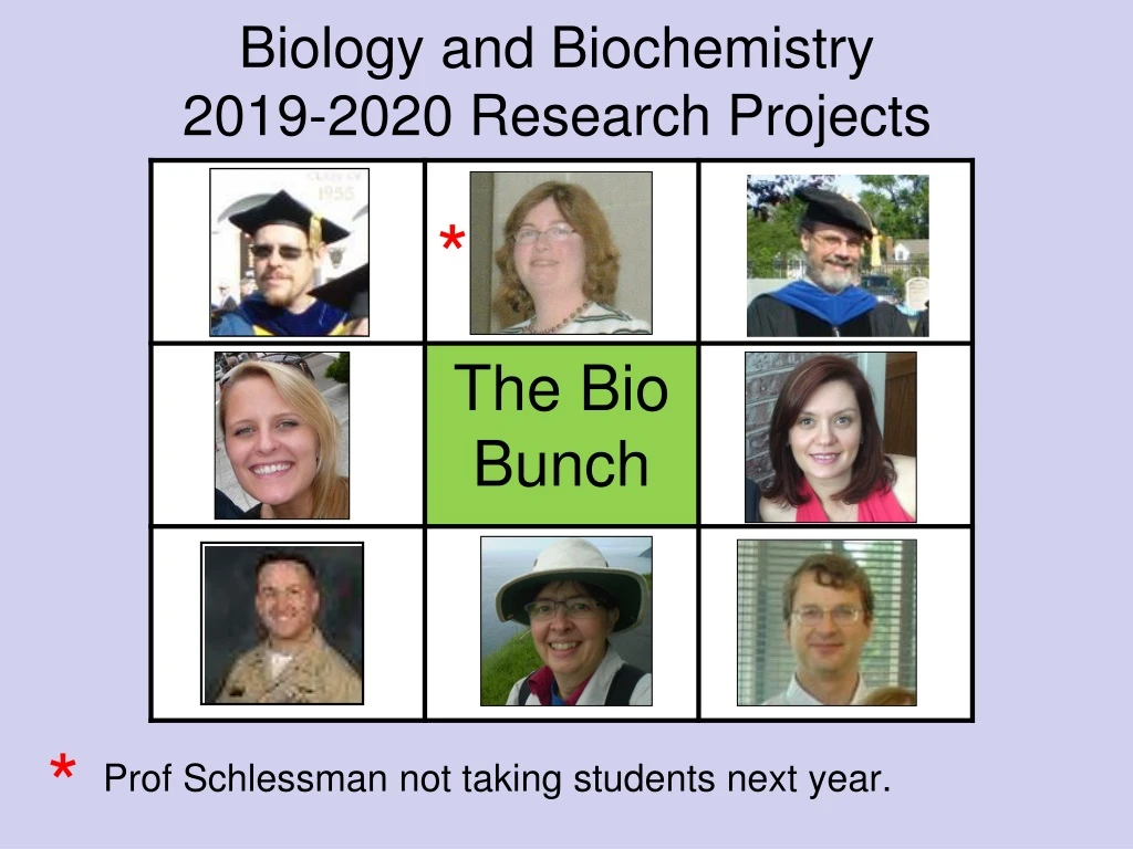 biology and biochemistry 2019 2020 research projects