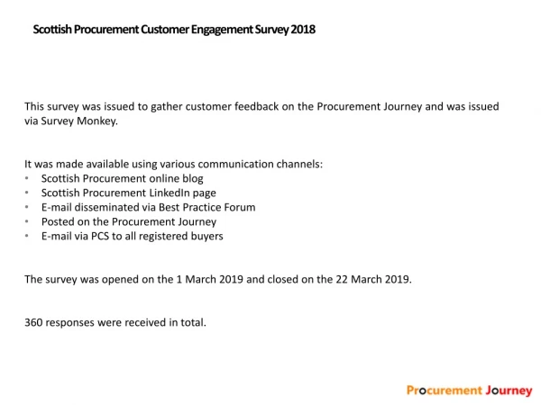 Scottish Procurement Customer Engagement Survey 2018