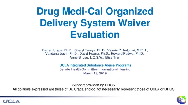 Drug Medi-Cal Organized Delivery System Waiver Evaluation