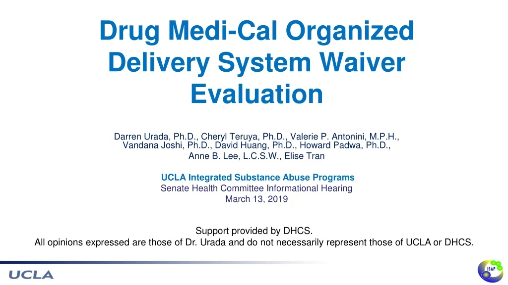 drug medi cal organized delivery system waiver evaluation