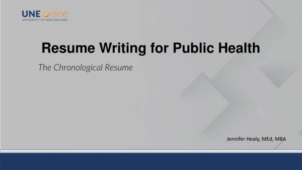 Resume Writing for Public Health