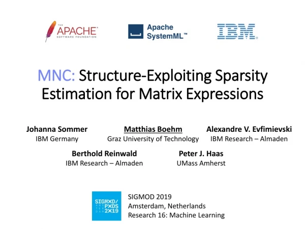 MNC: Structure-Exploiting Sparsity Estimation for Matrix Expressions