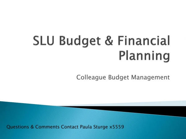 SLU Budget &amp; Financial Planning