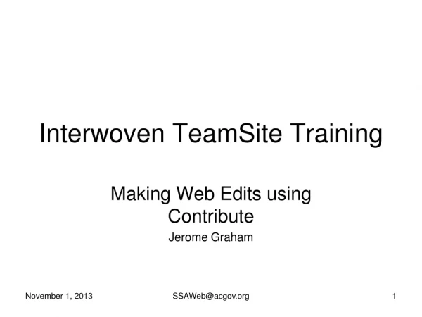 Interwoven TeamSite Training