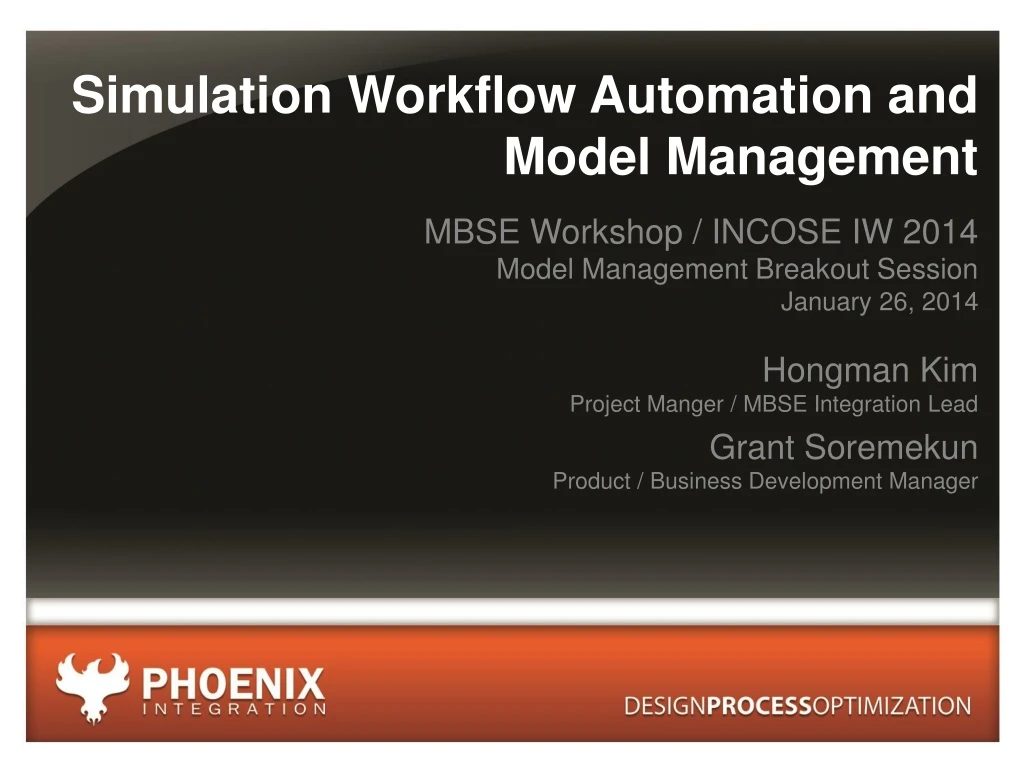 simulation workflow automation and model management