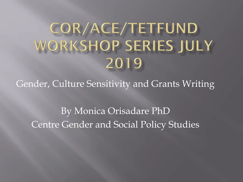 cor ace tetfund workshop series july 2019