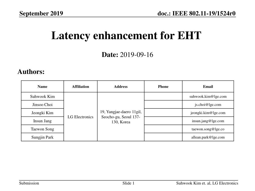 latency enhancement for eht