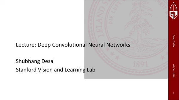 Lecture: Deep Convolutional Neural Networks