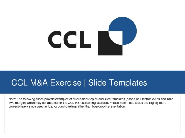 CCL M&amp;A Exercise | Slide Templates