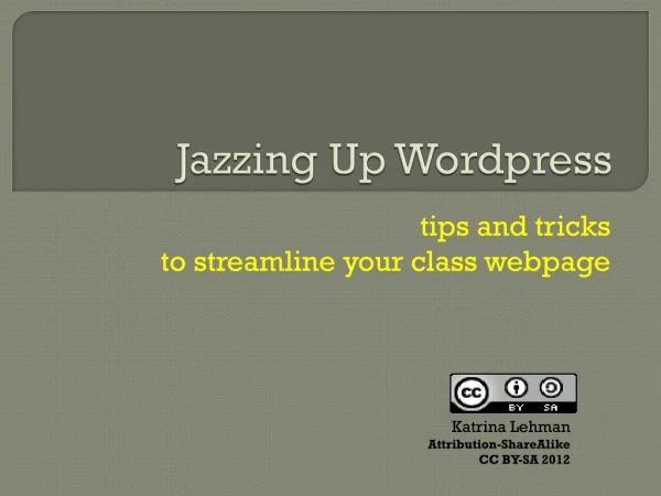 Jazzing Up Wordpress