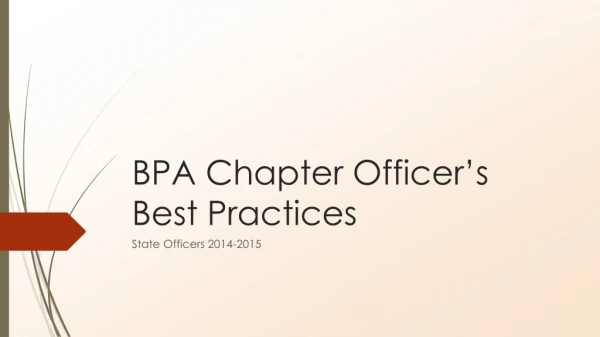 BPA Chapter Officer’s Best Practices