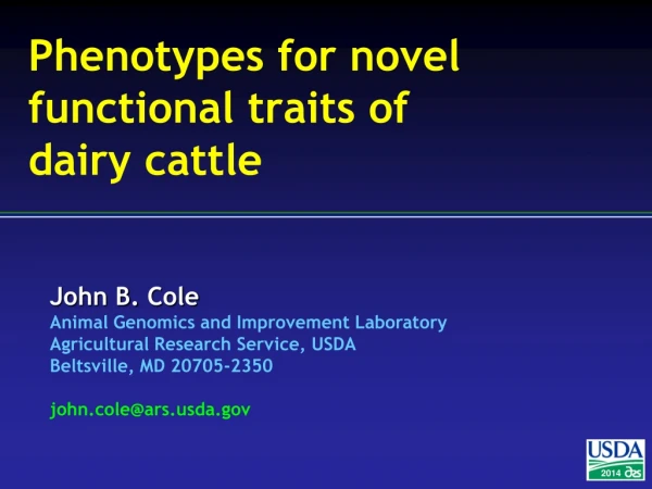 Phenotypes for novel functional traits of dairy cattle