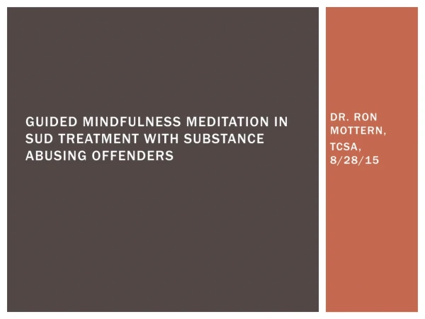 Guided Mindfulness Meditation in SUD Treatment with Substance Abusing Offenders