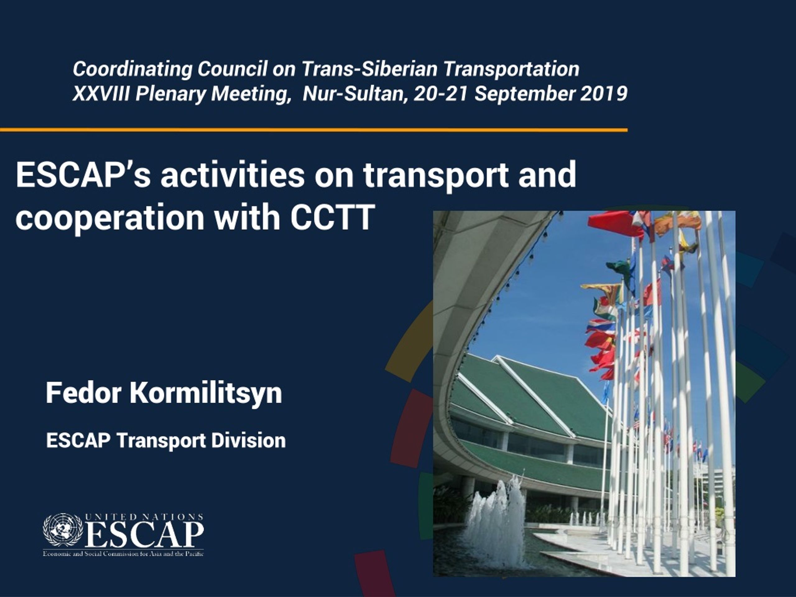 ESCAP’s activities on transport and cooperation with CCTT - slide 1
