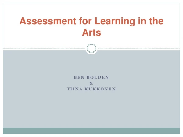 Assessment for Learning in the Arts