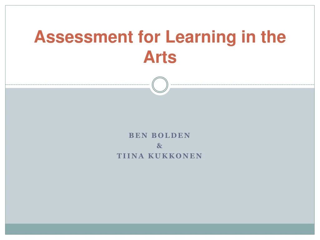 assessment for learning in the arts