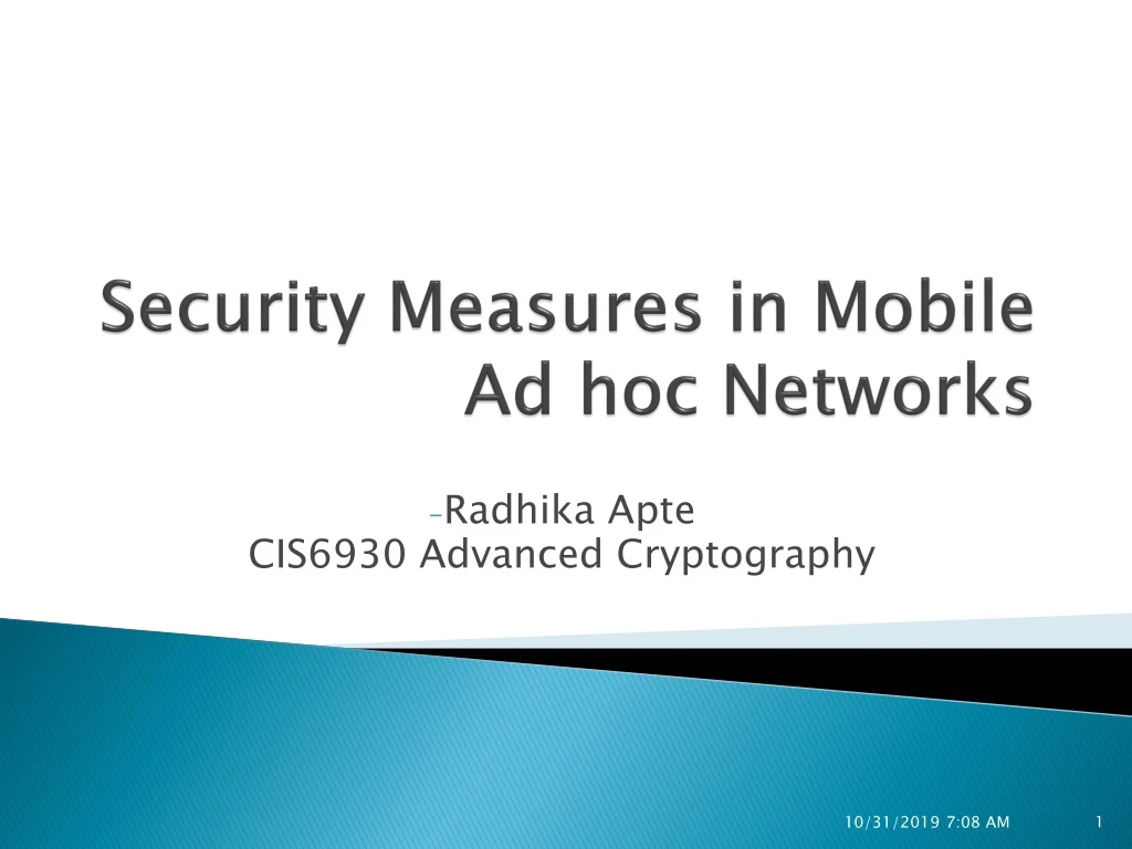 security measures in mobile ad hoc networks