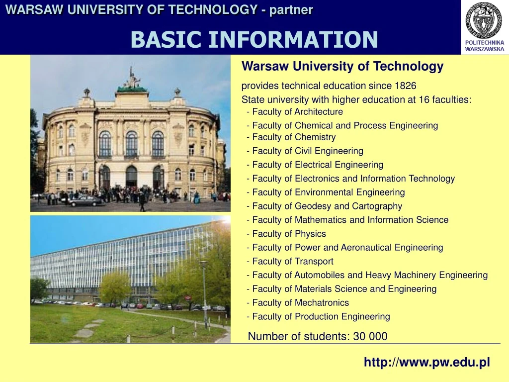 warsaw university of technology partner basic