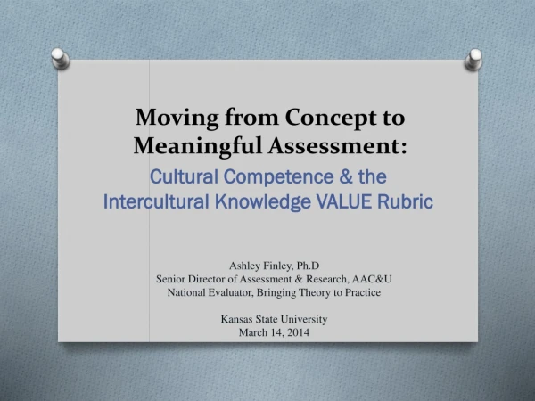 Moving from Concept to Meaningful Assessment :
