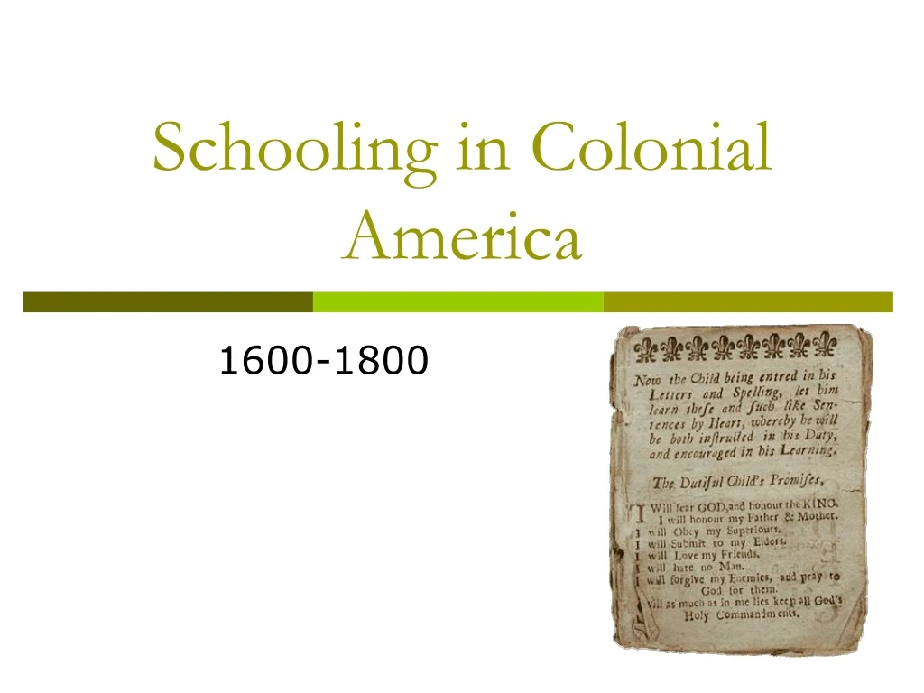 schooling in colonial america