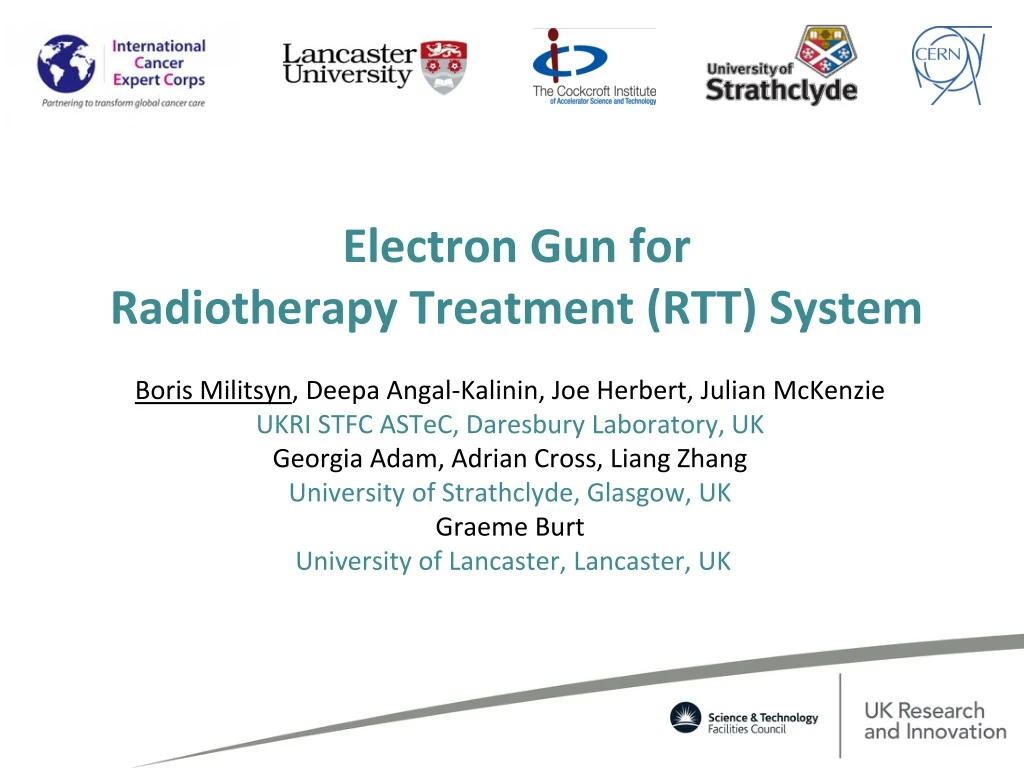 e lectron gun for radiotherapy treatment rtt system