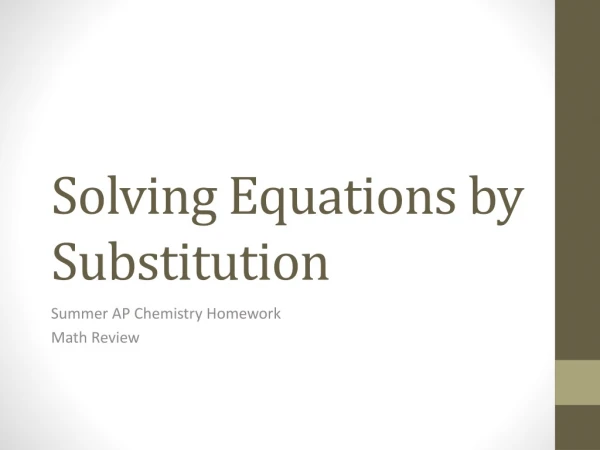 Solving Equations by Substitution