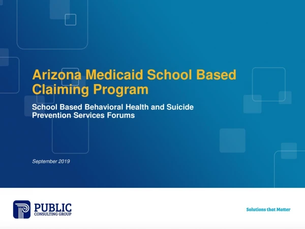 Arizona Medicaid School Based Claiming Program