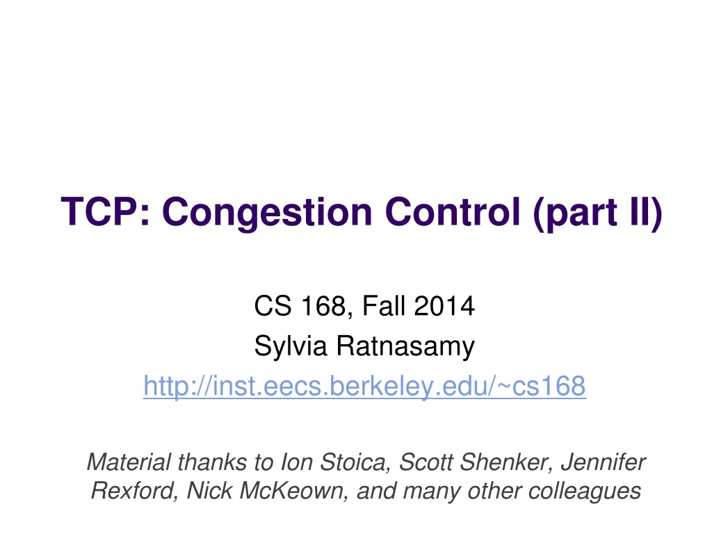 tcp congestion control part ii