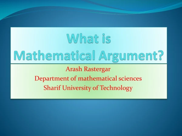 What is Mathematical Argument?