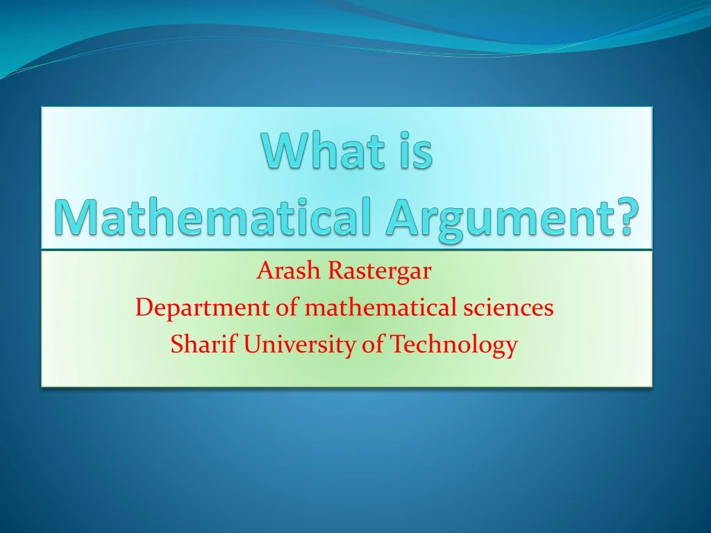 what is mathematical argument