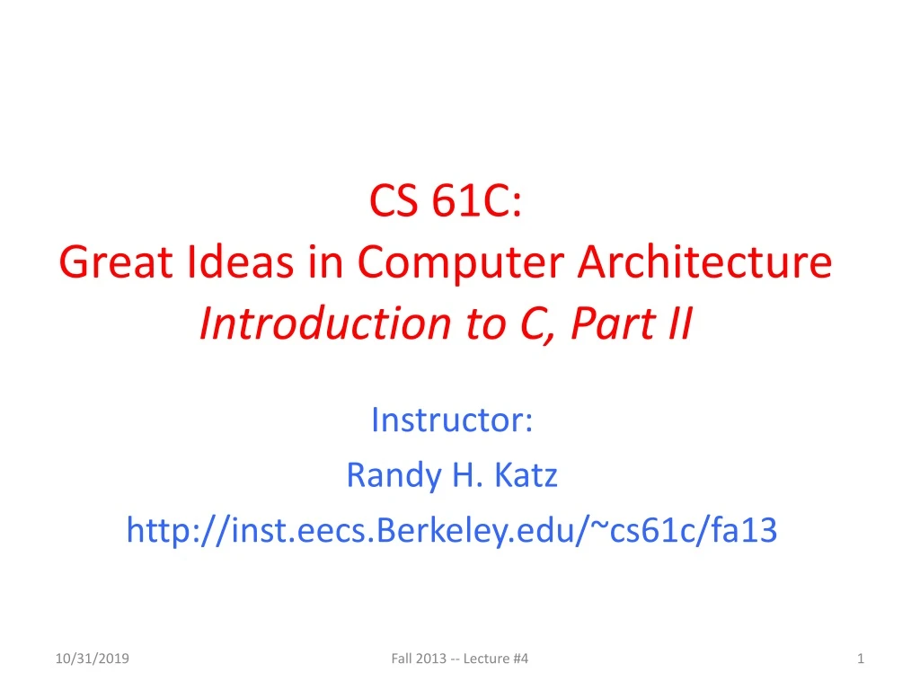 cs 61c great ideas in computer architecture introduction to c part ii