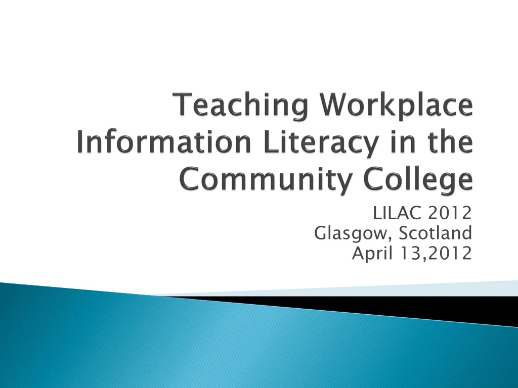 teaching workplace information literacy in the community college