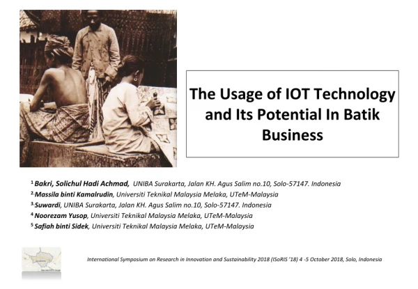 The Usage of IOT Technology and Its Potential In Batik Business