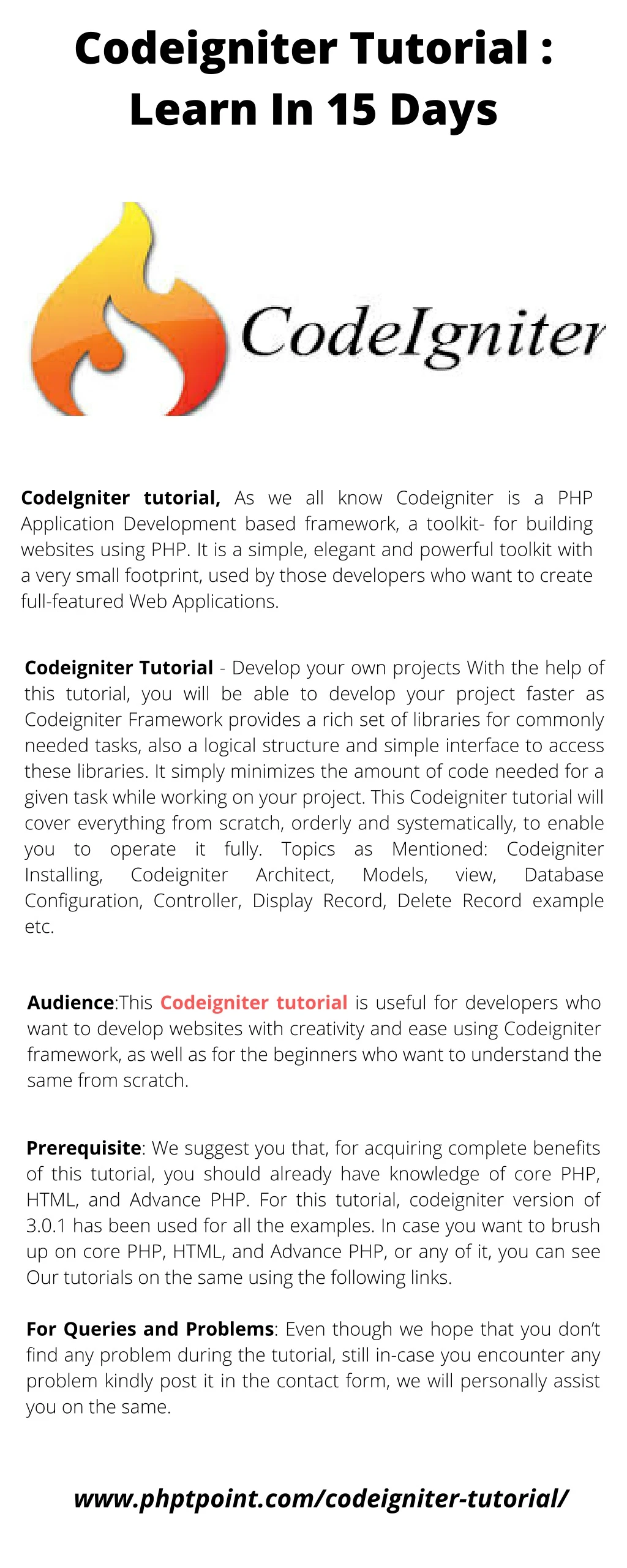 codeigniter tutorial learn in 15 days