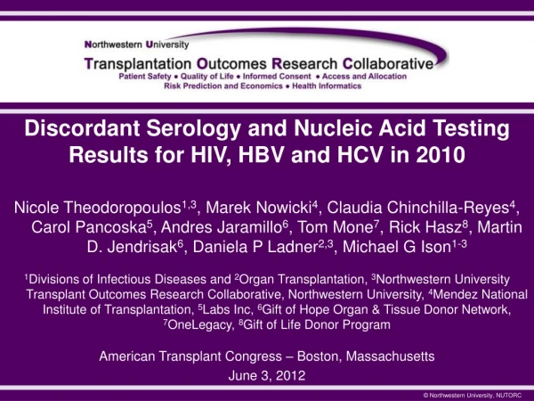 Discordant Serology and Nucleic Acid Testing Results for HIV, HBV and HCV in 2010