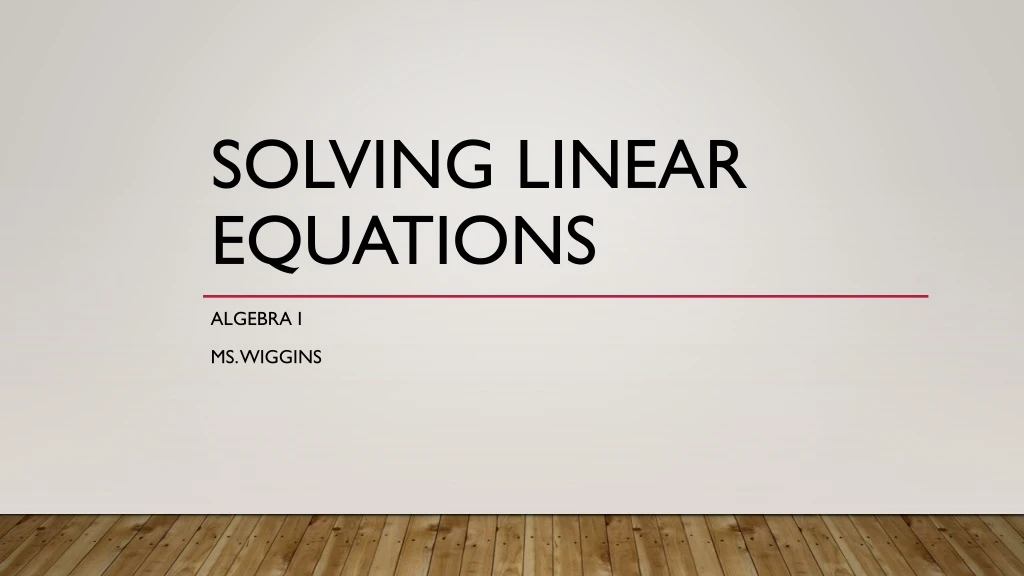 solving linear equations