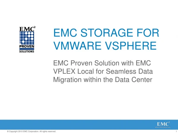 EMC STORAGE FOR VMWARE VSPHERE