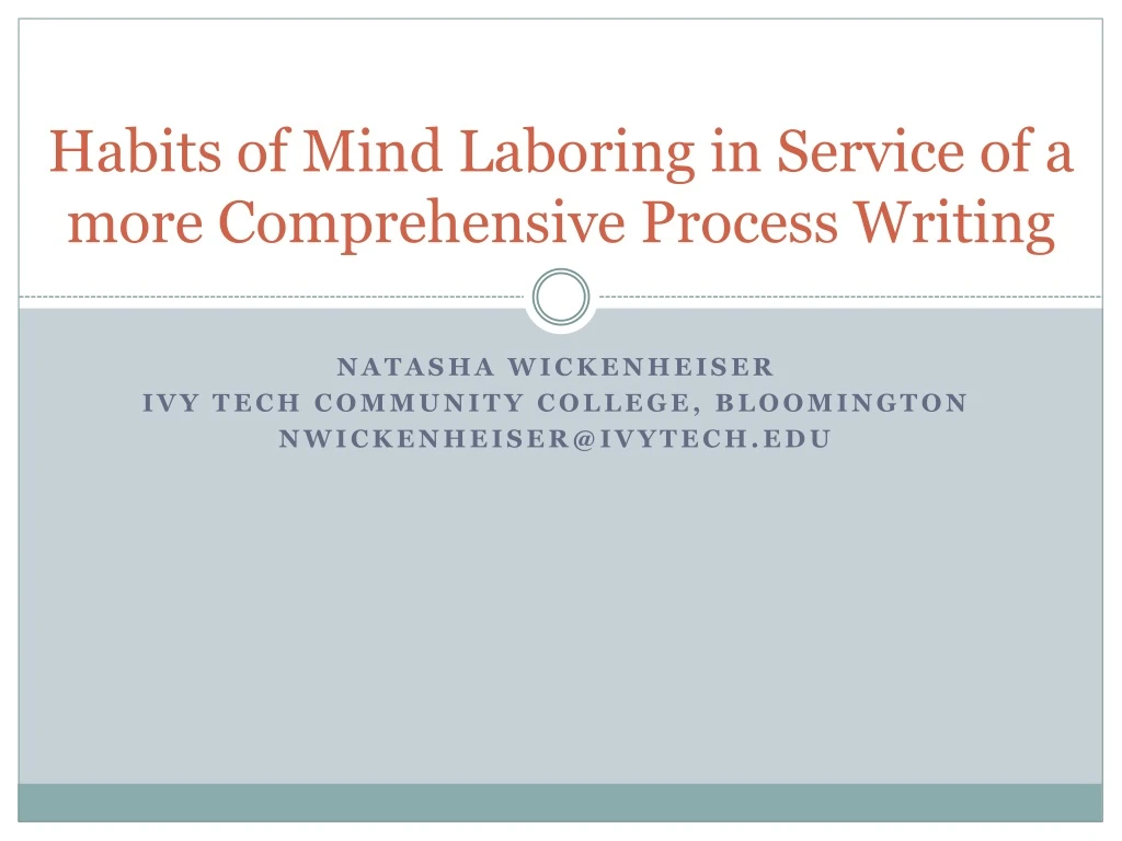 habits of mind laboring in service of a more comprehensive process writing