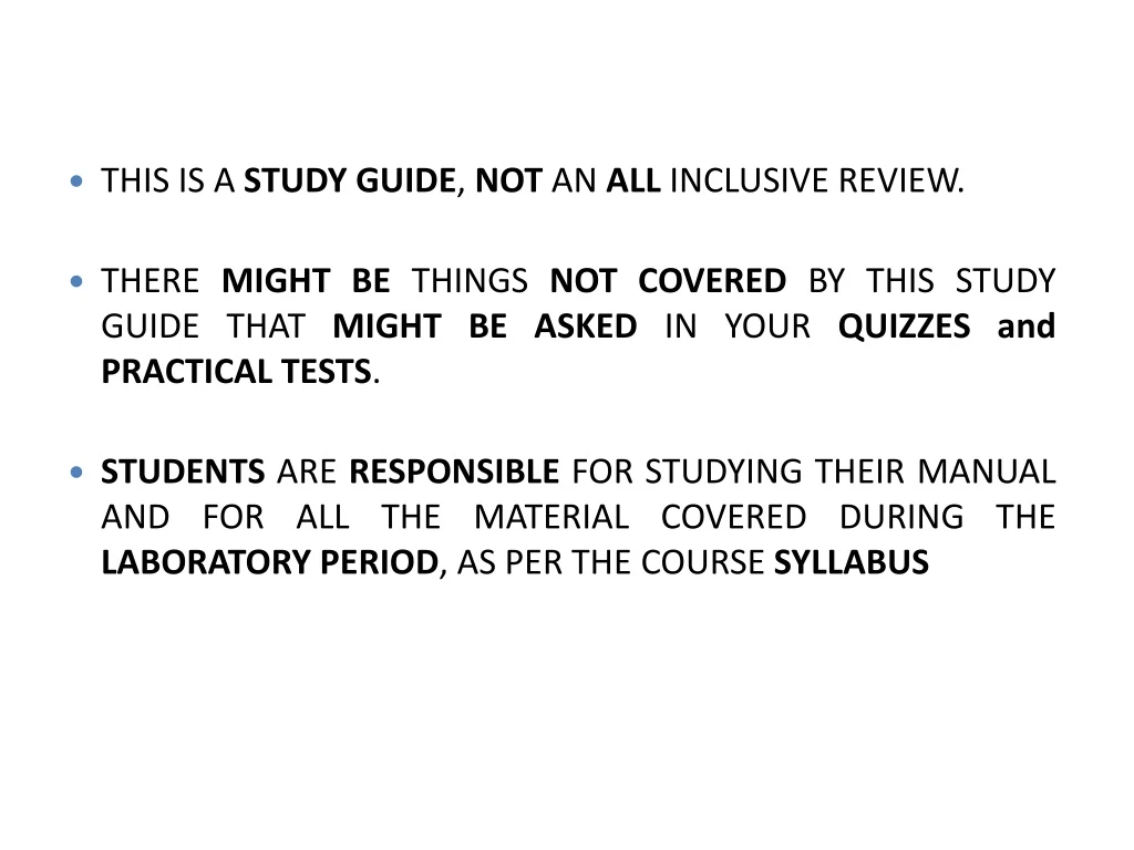 this is a study guide not an all inclusive review