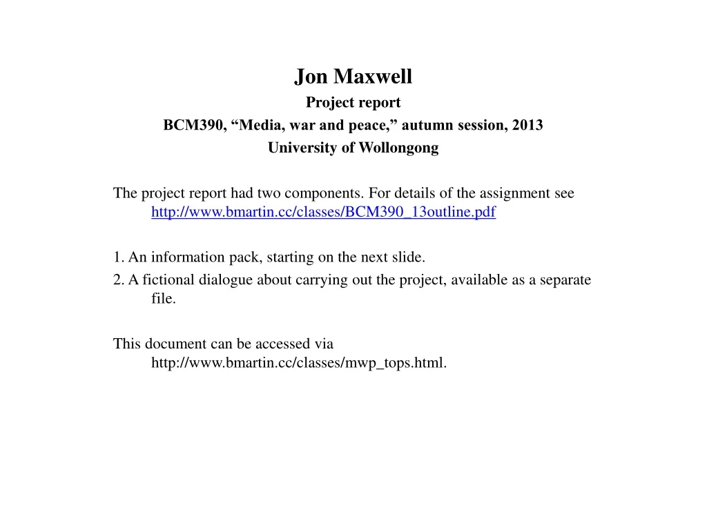 jon maxwell project report bcm390 media
