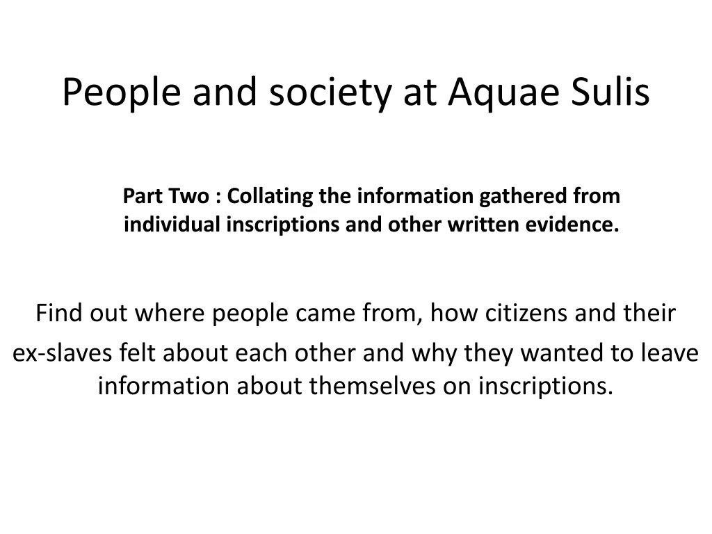 people and society at aquae sulis