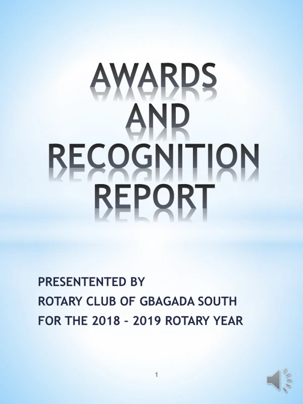 AWARDS AND RECOGNITION REPORT