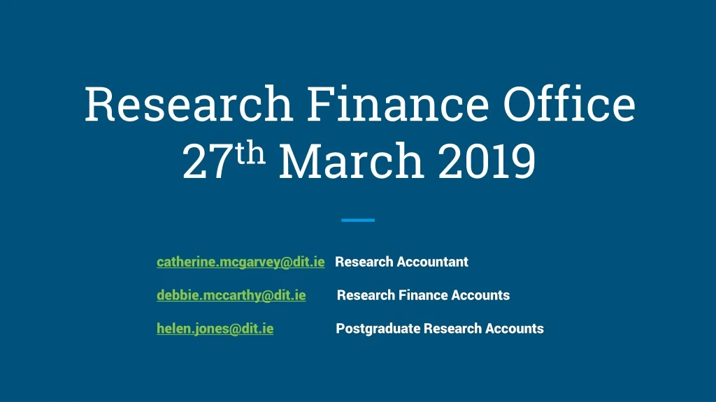 research finance office 27 th march 2019