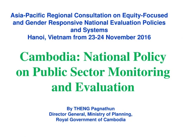 Cambodia: National Policy on Public Sector Monitoring and Evaluation