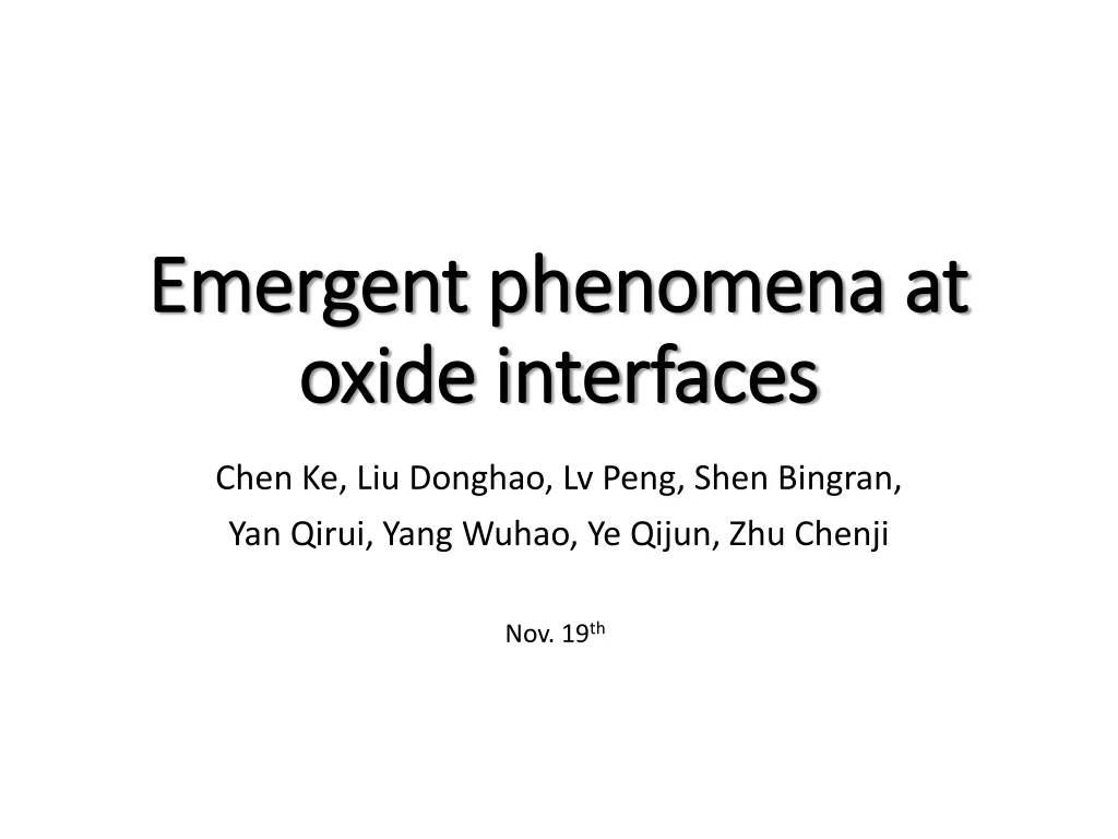 emergent phenomena at oxide interfaces