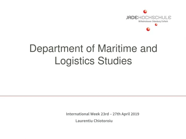 Department of Maritime and Logistics Studies