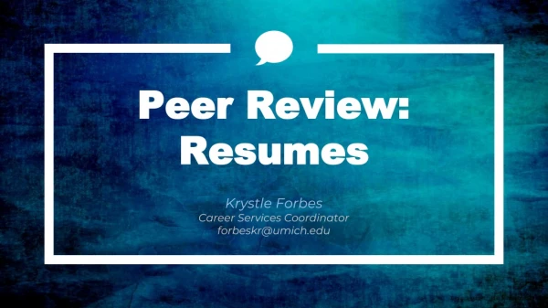 Peer Review: Resumes
