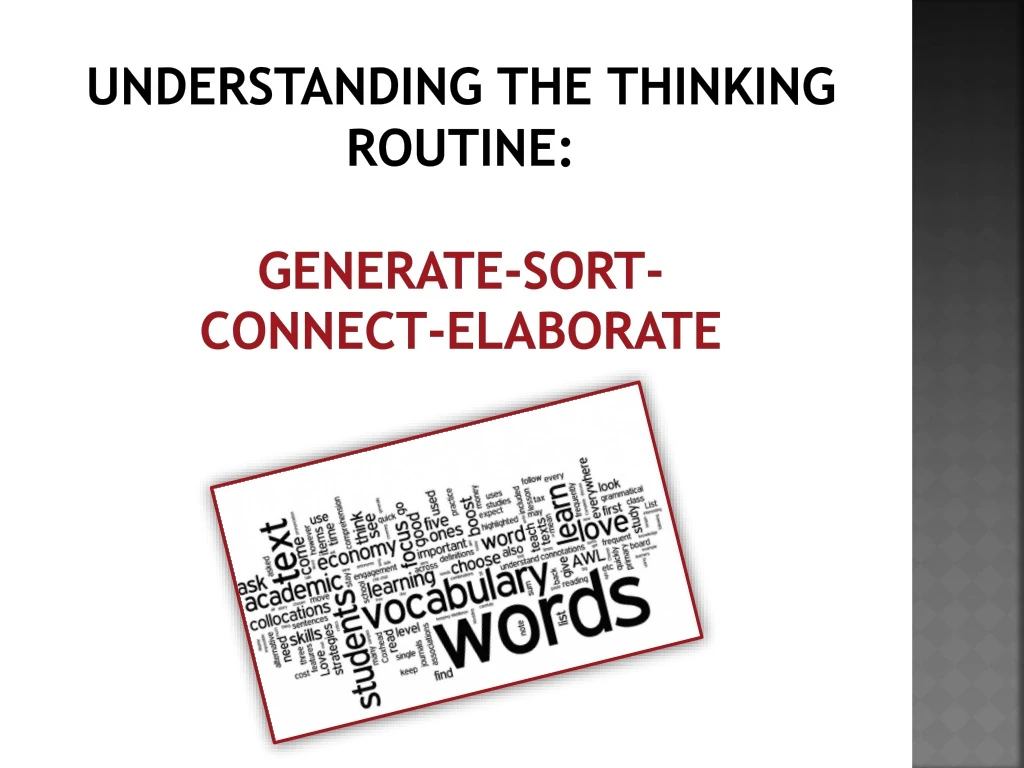understanding the thinking routine generate sort connect elaborate