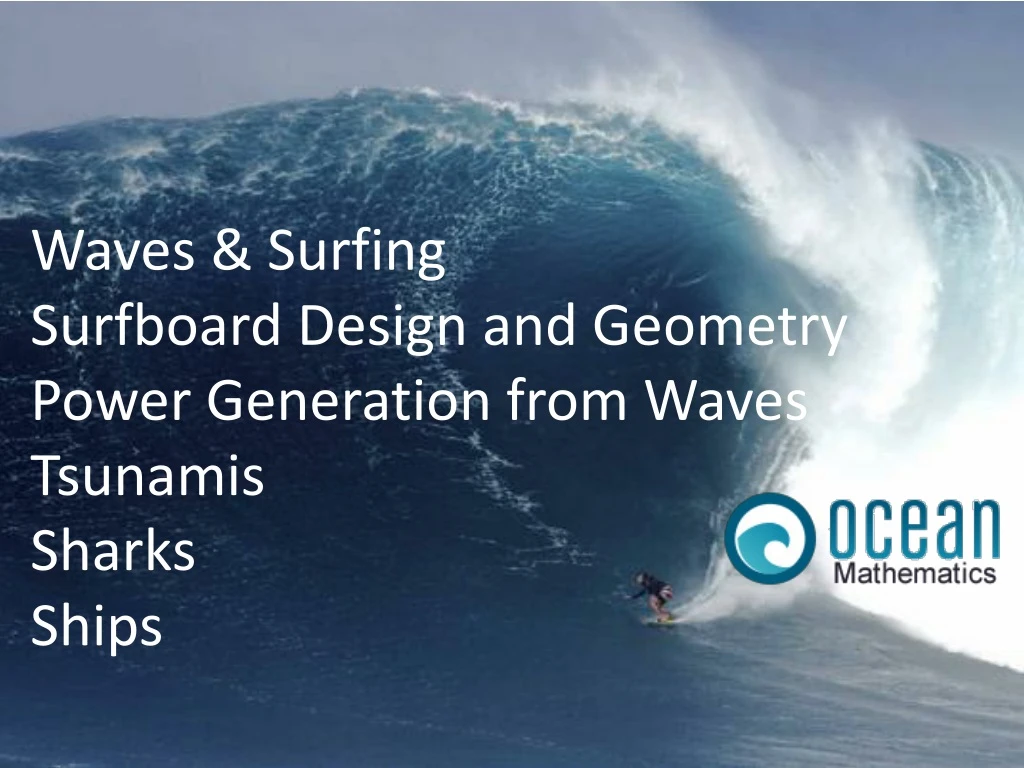waves surfing surfboard design and geometry power generation from waves tsunamis sharks ships